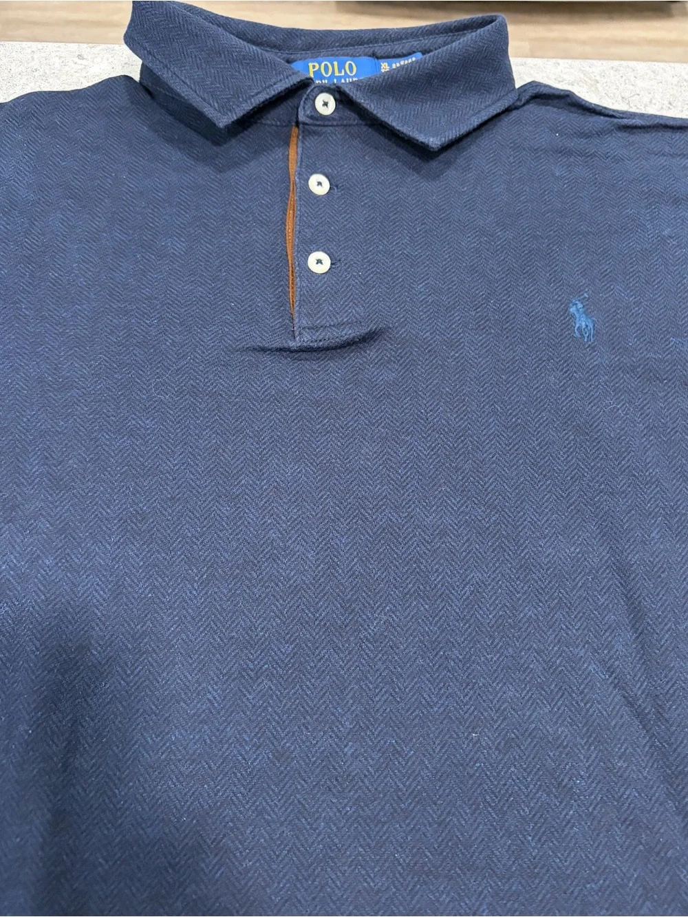 Ralph Lauren Navy Long-Sleeve Polo with Light Blue Pony-XL
